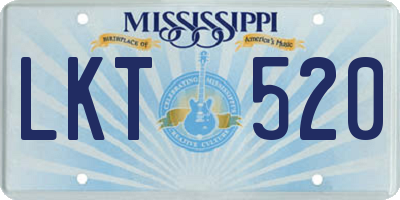 MS license plate LKT520