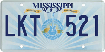 MS license plate LKT521
