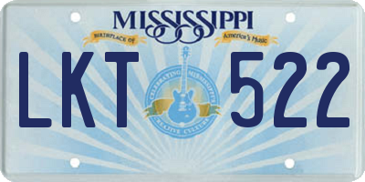 MS license plate LKT522