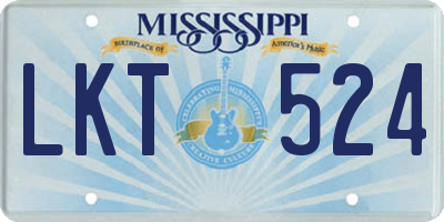 MS license plate LKT524