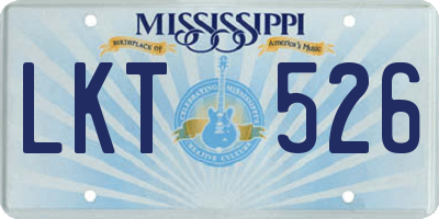 MS license plate LKT526