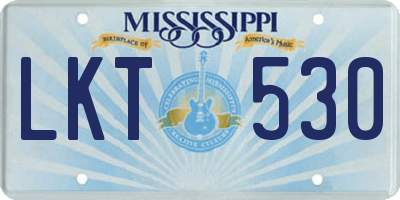 MS license plate LKT530