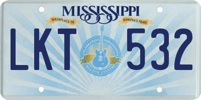 MS license plate LKT532