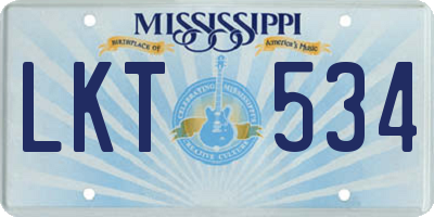 MS license plate LKT534