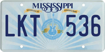 MS license plate LKT536