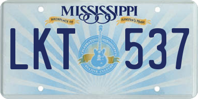 MS license plate LKT537