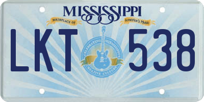 MS license plate LKT538