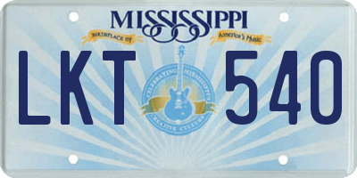 MS license plate LKT540