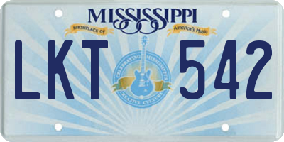 MS license plate LKT542