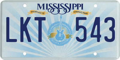 MS license plate LKT543