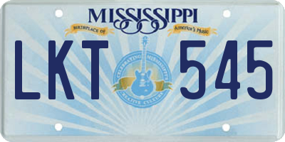 MS license plate LKT545