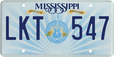 MS license plate LKT547