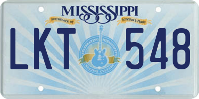 MS license plate LKT548