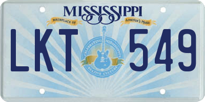 MS license plate LKT549