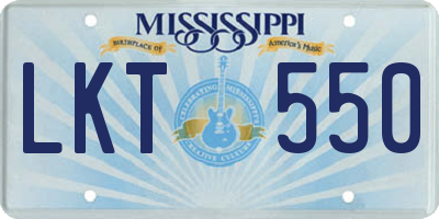 MS license plate LKT550