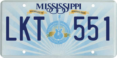 MS license plate LKT551