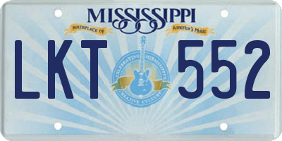 MS license plate LKT552