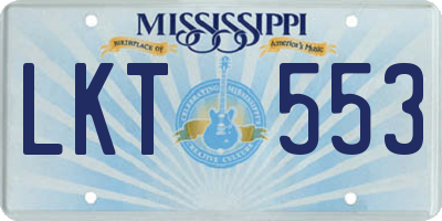MS license plate LKT553