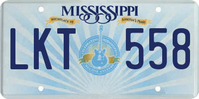 MS license plate LKT558