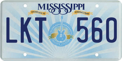 MS license plate LKT560