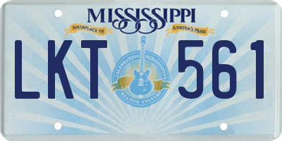 MS license plate LKT561