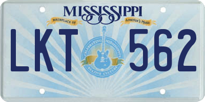 MS license plate LKT562