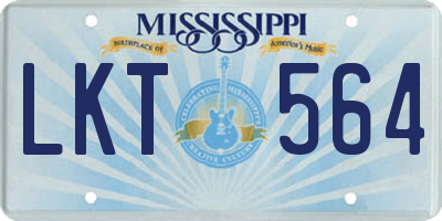 MS license plate LKT564
