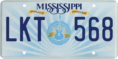 MS license plate LKT568