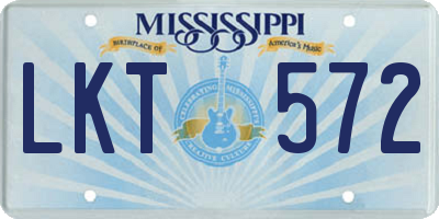 MS license plate LKT572