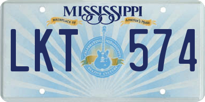 MS license plate LKT574