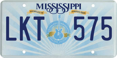 MS license plate LKT575