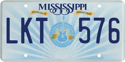 MS license plate LKT576