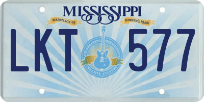 MS license plate LKT577