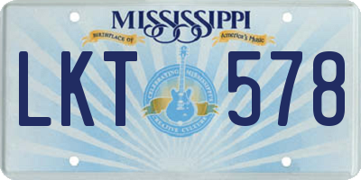 MS license plate LKT578