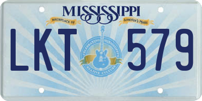 MS license plate LKT579