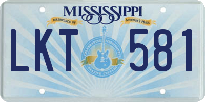 MS license plate LKT581