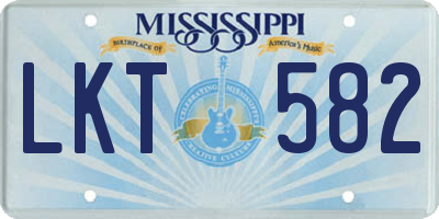 MS license plate LKT582