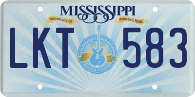 MS license plate LKT583