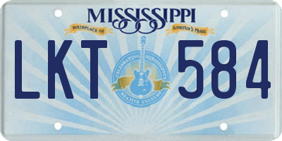MS license plate LKT584