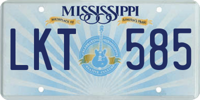 MS license plate LKT585