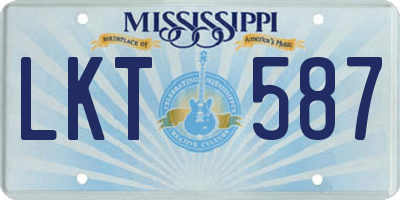 MS license plate LKT587