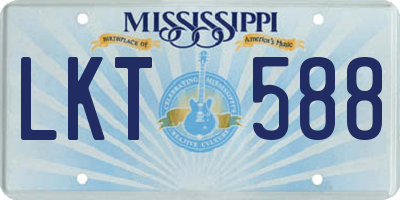 MS license plate LKT588