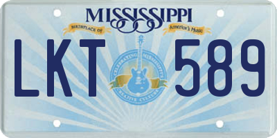 MS license plate LKT589