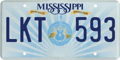 MS license plate LKT593