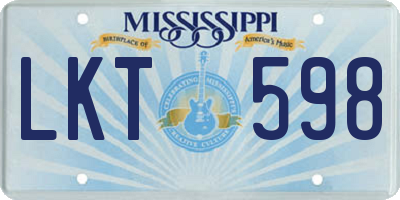 MS license plate LKT598