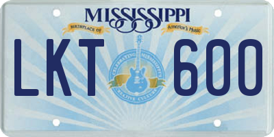 MS license plate LKT600