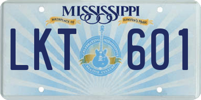 MS license plate LKT601
