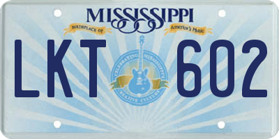 MS license plate LKT602