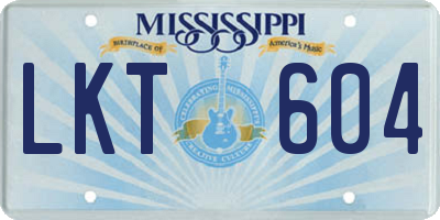 MS license plate LKT604