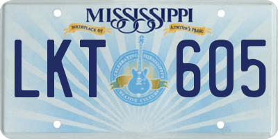 MS license plate LKT605